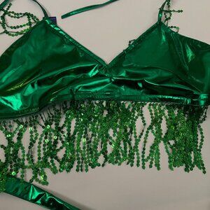 Green Sequin Festival Top and Belt